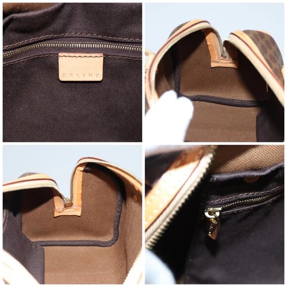 CELINE Macadam Canvas Hand Bag PVC Leather Brown Gold Auth - Picture 15 of 16